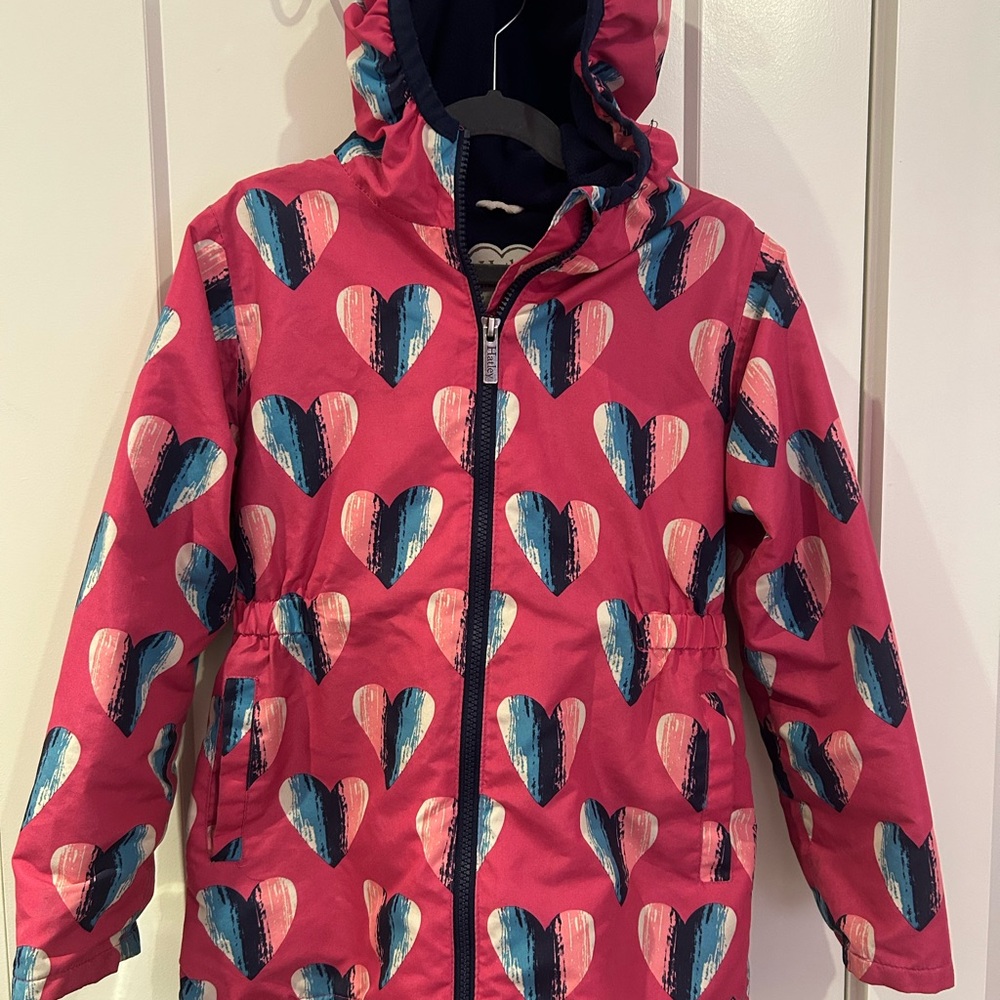 Hatley Kids Heart Print Jacket - Pink and Blue